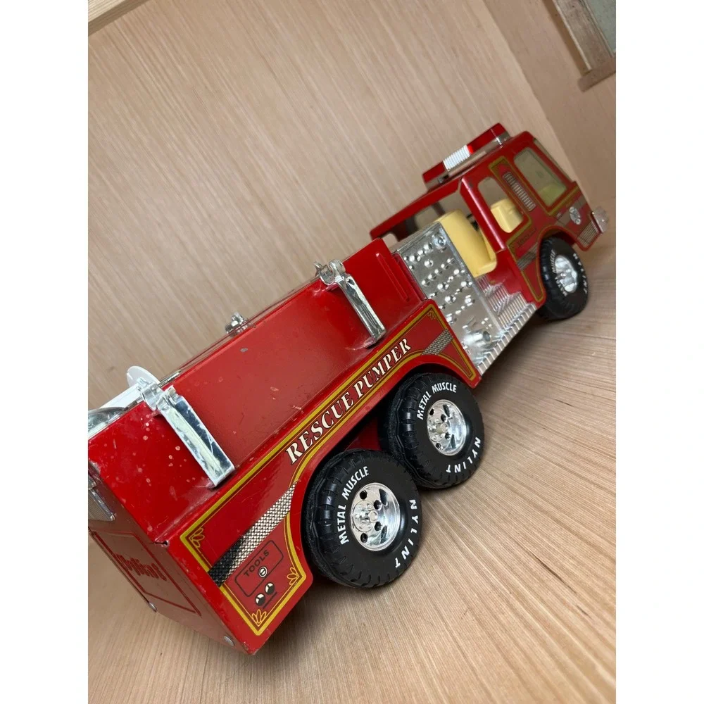Vintage 80s Nylint Rescue Pumper Fire Truck Red Pressed Steel Metal Muscle Toy